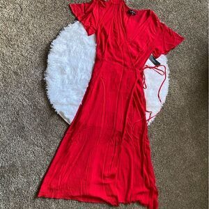 Lulus Wrap Dress New Red Maxi Lightweight Womens‎ Size XS